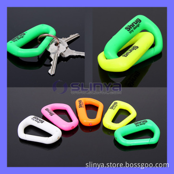 Logo Printing Promotion Gift Mini Plastic Color LED Keychain Flashlight Torch Backpack Buckles Carabiner
